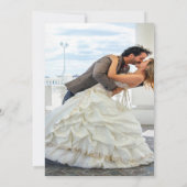 Wildflower-Grün-Gingham-Schleife-Foto-Hochzeit Save The Date (Rückseite)