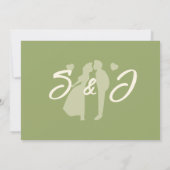 Wildflower-Grün-Gingham-Schleife Hochzeit Save The Date (Rückseite)