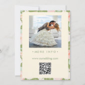 Wildflower-Grün-Gingham-Schleife QR-Code-Foto-Hoch Einladung (Rückseite)