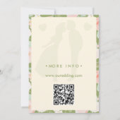Wildflower-Grün-Gingham-Schleife QR-Code-Hochzeit Einladung (Rückseite)