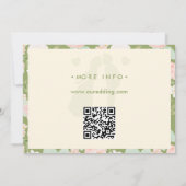 Wildflower-Grün-Gingham-Schleife-QR-Code-Hochzeit Save The Date (Rückseite)