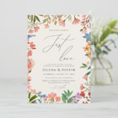 Wildflower Handscript Nothing Fancy Just Love Einladung (Stehend Vorderseite)
