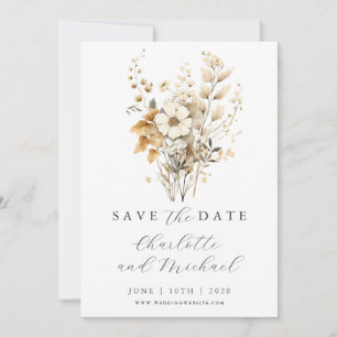 Wildflower-Hochzeit   Elfenbeinfarbenes Flach-Save Save The Date