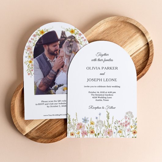 Wildflower-Hochzeit | QR-Code für Frühlingsgartenf Einladung