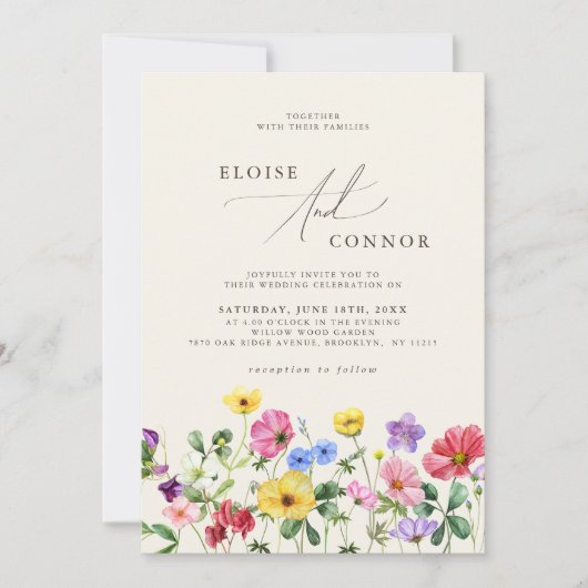 Wildflower-Hochzeit Rustikaler Boho-QR-Code Einladung (Vorderseite)