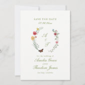 Wildflower-Hochzeit Save the Date Karte (Vorderseite)