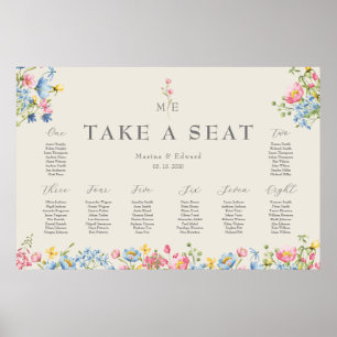 Wildflower-Hochzeit Sitzplan Poster