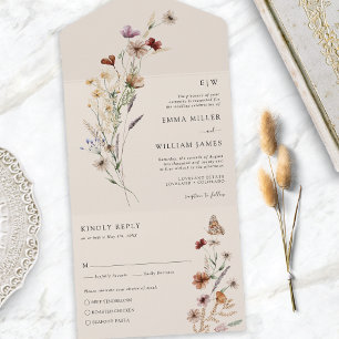Wildflower Hochzeitseinladung in einem All In One Einladung