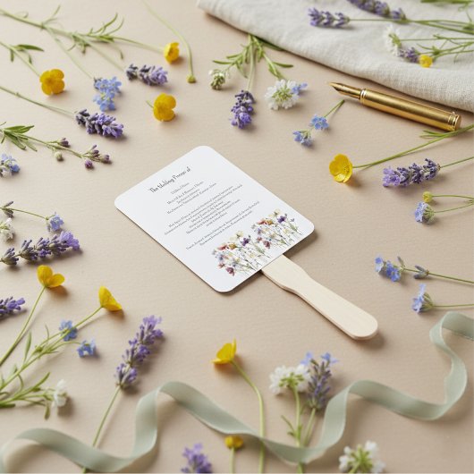 Wildflower-Hochzeitsprogramm, individuell anpassba Fächer
