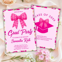 Wildflower Hot Pink Gingham-Schleife Abschlussfeie
