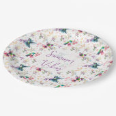 Wildflower & Hummingbird Summer Vibes Pappteller (Schrägansicht)