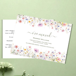 Wildflower Ich bin umgezogen   Umzugsankündigung Postkarte