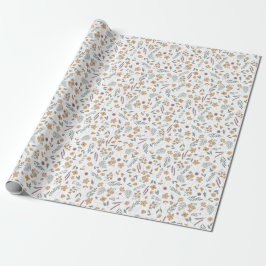 Wildflower Illustrated Wrapping Paper - Orange Geschenkpapier
