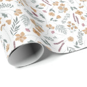Wildflower Illustrated Wrapping Paper - Orange Geschenkpapier (Rolleneckpunkt)