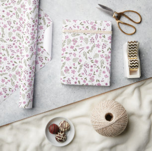 Wildflower illustriertes Geschenkpapier - Lila