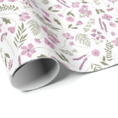 Wildflower illustriertes Geschenkpapier - Lila (Rolleneckpunkt)