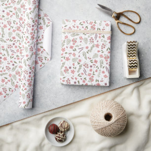 Wildflower illustriertes Geschenkpapier - Pink