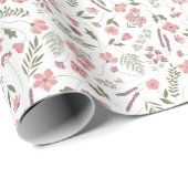 Wildflower illustriertes Geschenkpapier - Pink (Rolleneckpunkt)