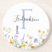 Wildflower Initial Drink Coaster Realtor Gift Getränkeuntersetzer (Vorne)
