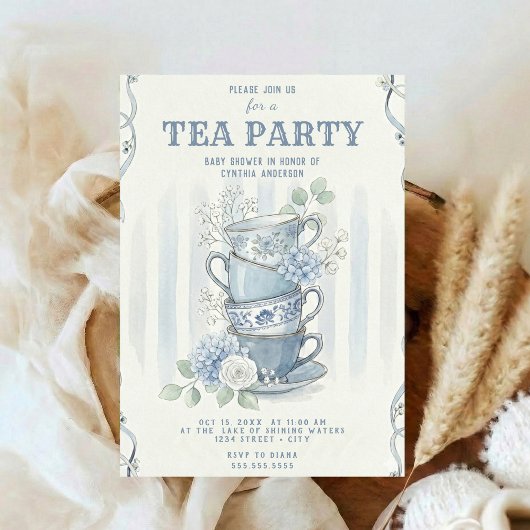 Wildflower-Inspired Tea Party Baby Shower Einladung