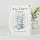 Wildflower-Inspired Tea Party Baby Shower Einladung (Stehend Vorderseite)