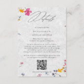 Wildflower Ivory Elegant QR Code Wedding Details Begleitkarte (Vorderseite)