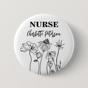 Wildflower-Krankenschwester-Namensschild Button