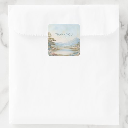 Wildflower Lake Mountain Vista Elegant Gold Frame Quadratischer Aufkleber (Tasche)