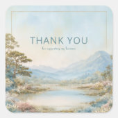 Wildflower Lake Mountain Vista Elegant Gold Frame Quadratischer Aufkleber (Vorderseite)