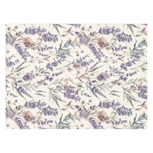 Wildflower Lavender Boho Botanical Floral Pattern Tischdecke (Vorderseite (Horizontal))