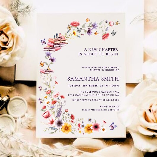 Wildflower Lavender New Chapter Bridal Shower Einladung