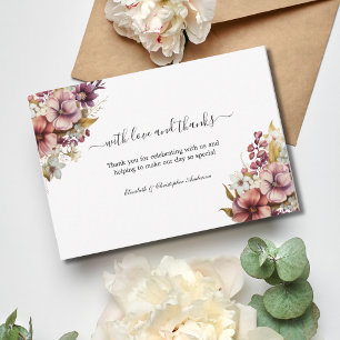 Wildflower Lila Rosen Aquarell Hochzeit Dankeskarte