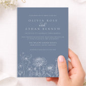 Wildflower Line Art Periwinkle Wedding Einladung
