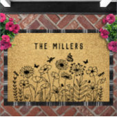 Wildflower Line Art Personalized Welcome Custom Fußmatte