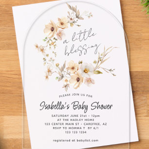 Wildflower Little Blessing Baby Shower Acryleinladungen