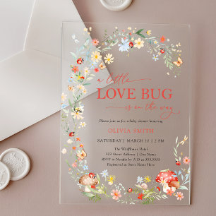 Wildflower Love Bug Babyparty Acryleinladungen