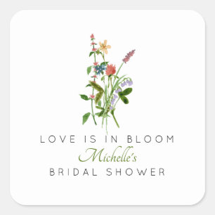 Wildflower Love is in Bloom Brautparty  Quadratischer Aufkleber