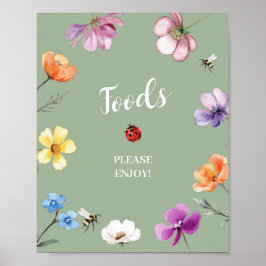 Wildflower Lovebug Baby Shower Essen Party Schild