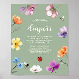 Wildflower Lovebug Baby Shower Späte Windeln Poste Poster