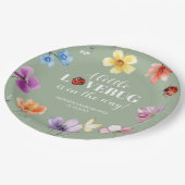 Wildflower Lovebug Babyparty Pappteller (Schrägansicht)