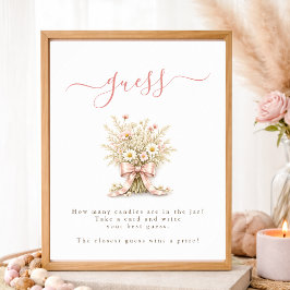 Wildflower-Mädchen-Baby-Shower-Spiel Errate wie vi Poster