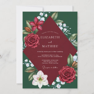 Wildflower-Malven-Emerald-Lilien-Hochzeit Einladung