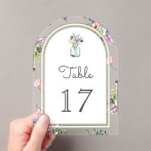 Wildflower Mason Jar Wedding Acrylic Table Number Acryleinladungen (Insitu (Handheld))