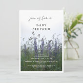 Wildflower Meadow Blue Flowers Baby Shower Einladung (Stehend Vorderseite)