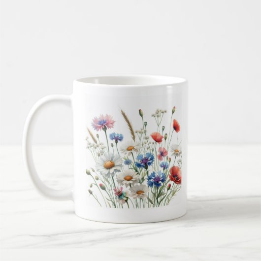 Wildflower Meadow Botanical Art IlustracióndeP Kaffeetasse (Links)
