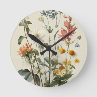 Wildflower Meadow Bouquet Runde Wanduhr
