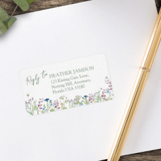 Wildflower meadow floral watercolor art wedding  adressaufkleber