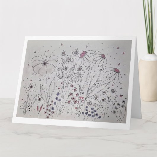 Wildflower Meadow Folded Greeting Card Karte (Vorderseite)