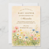 Wildflower Meadow Gold Baby Shower Einladung (Vorderseite)