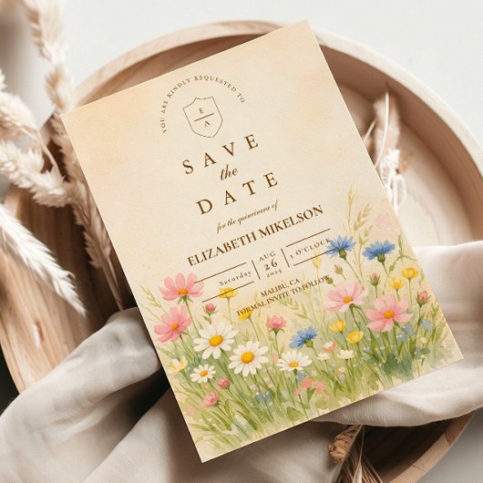 Wildflower Meadow Gold Quinceañera Save The Date